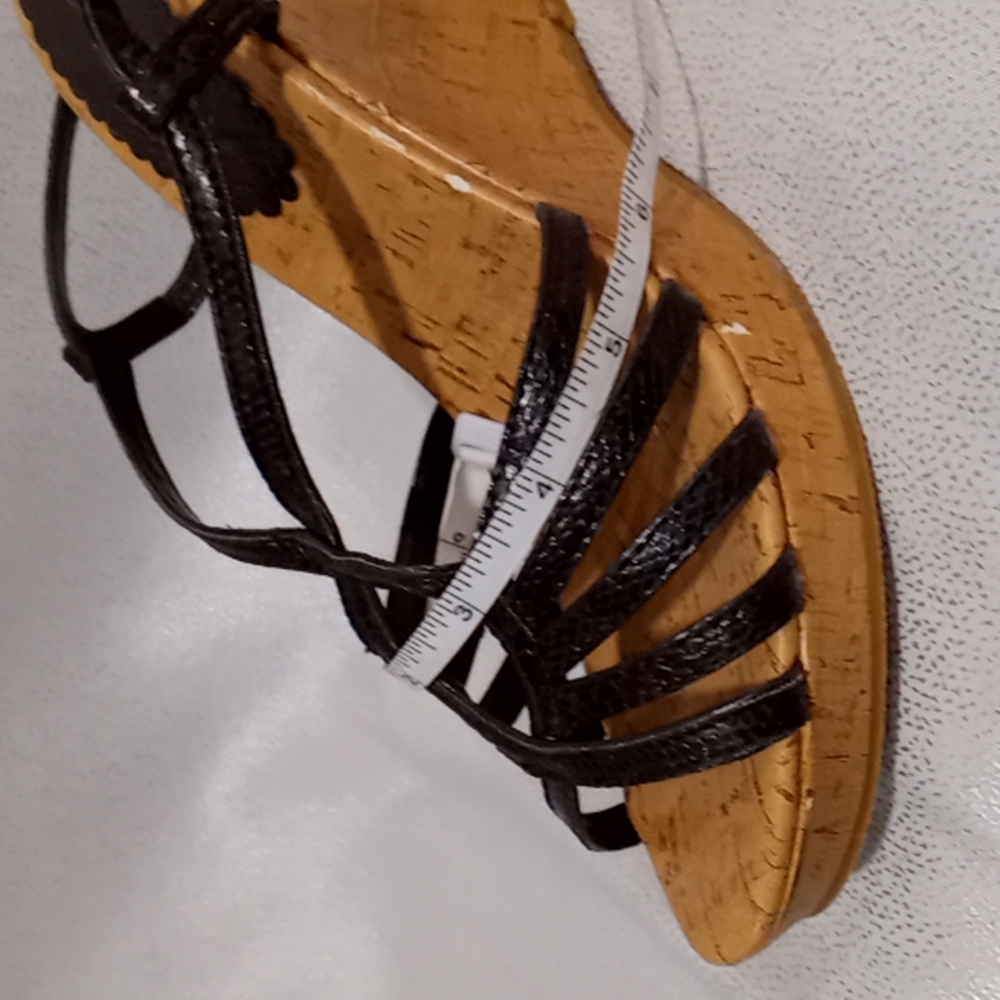 Le Chateau Dark Brown Strappy Wedge Sandals - Picture 7 of 10